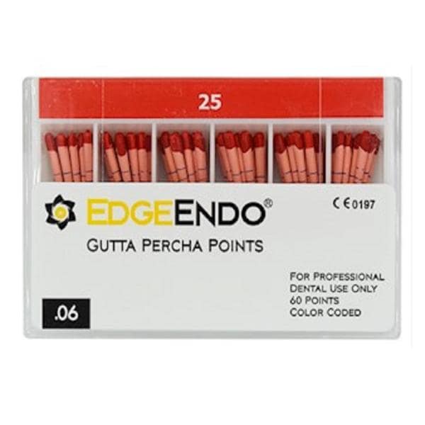 EdgeEndo Gutta Percha Points Size #25 Red 60/Pk