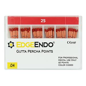 EdgeEndo Gutta Percha Points Size #25 Red 60/Pk