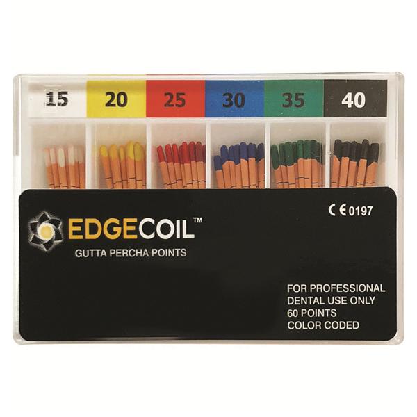EdgeCoil Gutta Percha Points Size #15-40 Assorted 60/Pk
