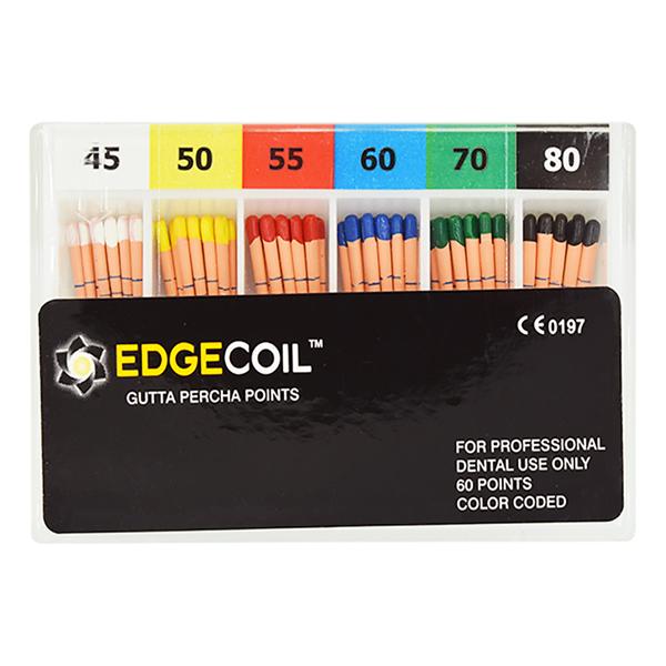 EdgeCoil Gutta Percha Points Size #45-80 Assorted 60/Pk