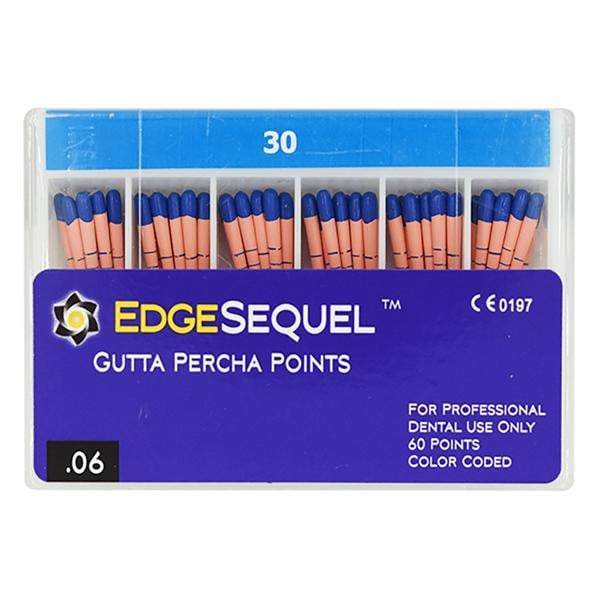 EdgeSequel Sapphire Gutta Percha Points Size #30 Blue 60/Pk