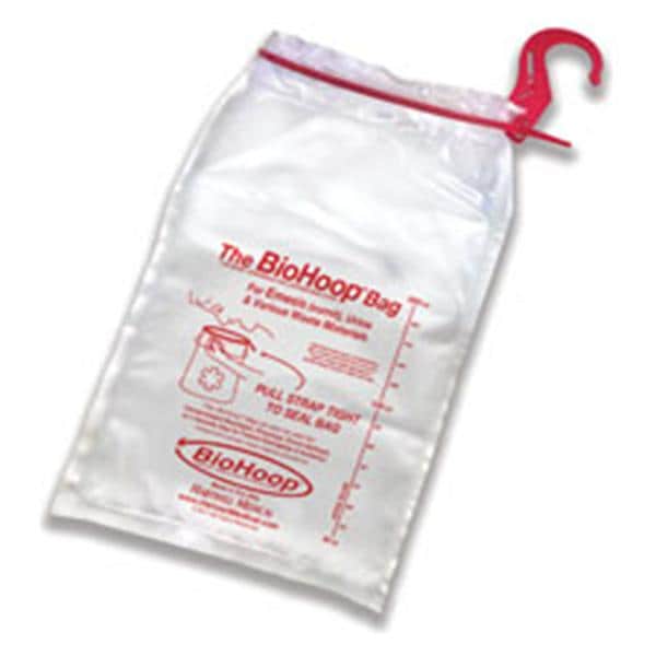 BioHoop Emesis/Collection Bag 1.5mil 8x13-3/4" Clear Cinchable Strap PP 12/Pk, 40 PK/CA