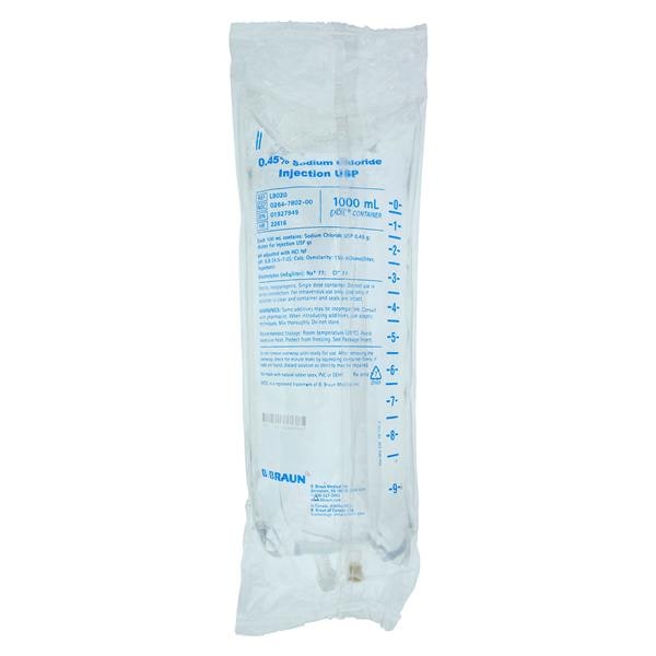IV Injection Solution Sodium Chloride 0.45% 1000mL Excel IV Bag Container Bg, 12 EA/CA