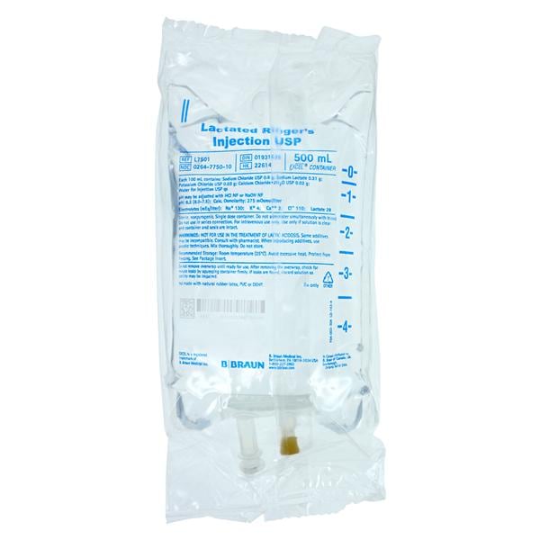 Excel IV Injection Solution Lactated Ringers 500mL Plstc Inj Cntnr 24/Ca