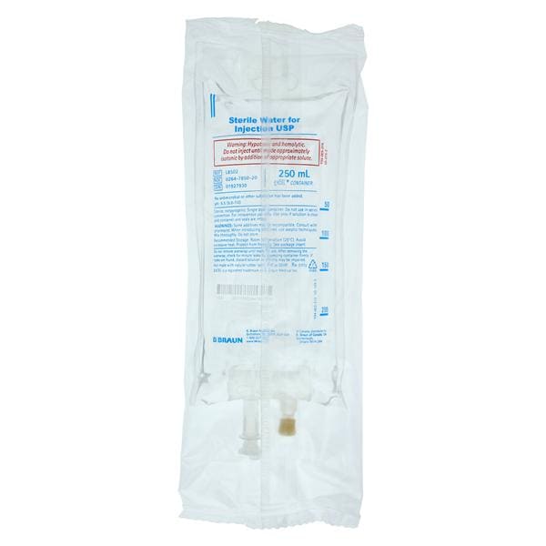 Excel IV Bag Sterile Water 250mL Flexible Bag Container Ea, 24 EA/CA