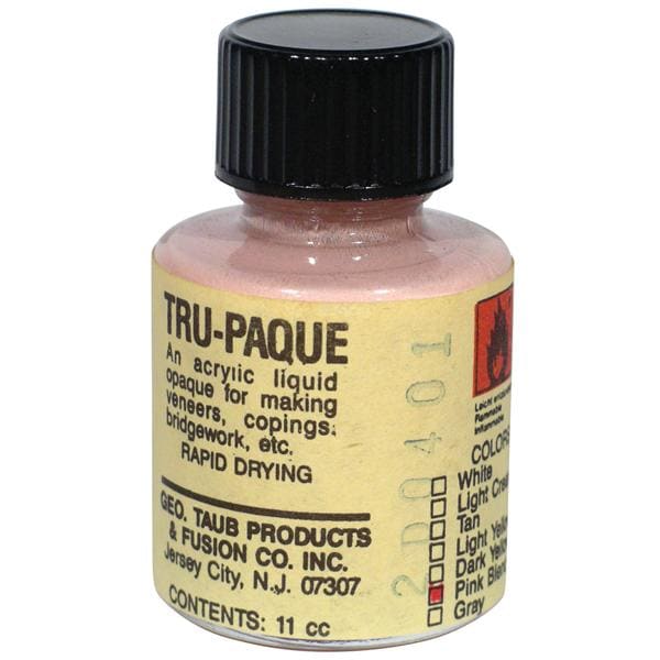 Tru-Paque Denture Resin Acrylic Opaquer Heat Cure Pink Liquid 1/2oz/Bt