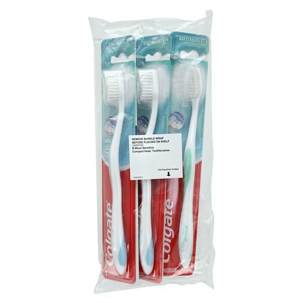 Colgate Wave Toothbrush Adult Sensitive White / Green 6/Bx
