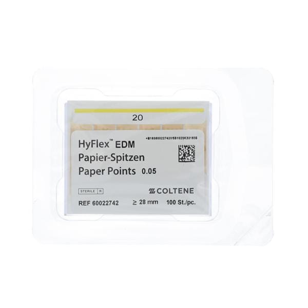 Hyflex EDM Paper Points Size 20 .05 Yellow 100/Pk