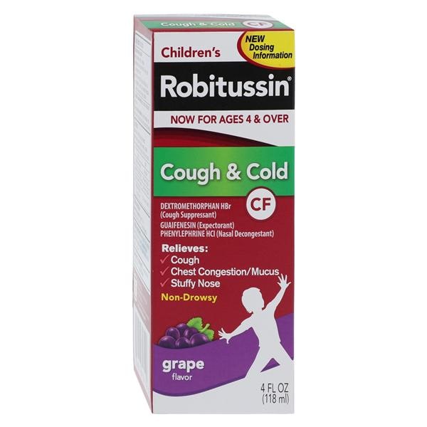 Robitussin CF Children Cough/Cold Liquid 10/100/5mg Grape 4oz/Bt