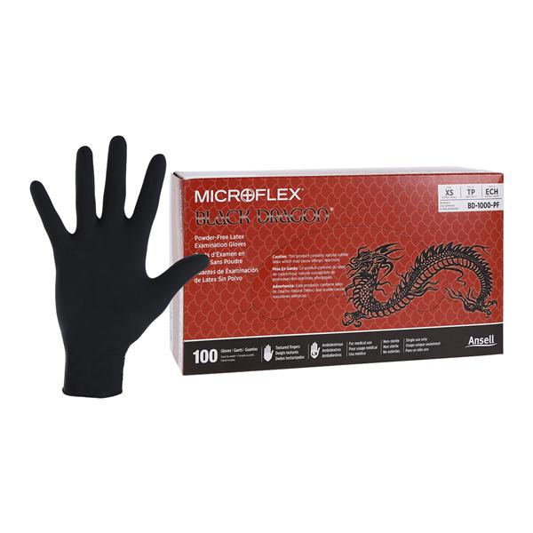 Black Dragon Exam Gloves X-Small Black Non-Sterile, 20 BX/CA