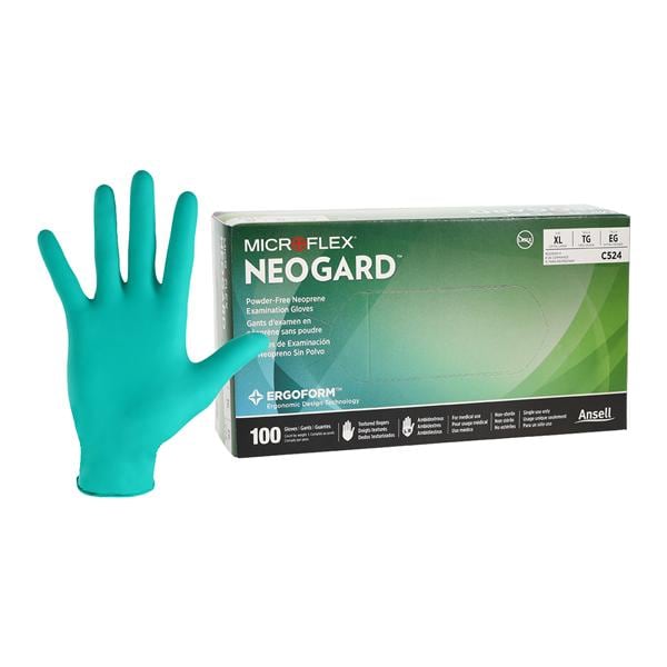 Neogard Chloroprene Exam Gloves X-Large Green Non-Sterile, 10 BX/CA