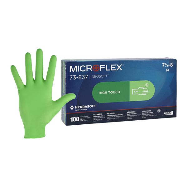 NeoSoft Neoprene Exam Gloves Medium Green Non-Sterile, 10 BX/CA