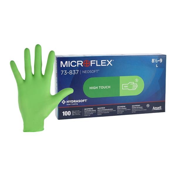NeoSoft Neoprene Exam Gloves Large Green Non-Sterile, 10 BX/CA