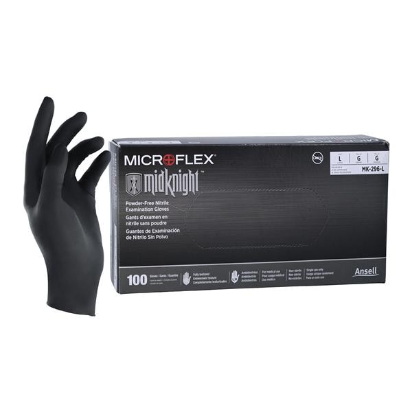MidKnight Nitrile Exam Gloves Large Black Non-Sterile, 10 BX/CA