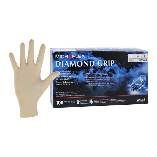 Diamond Grip Exam Gloves Large Natural Non-Sterile, 10 BX/CA