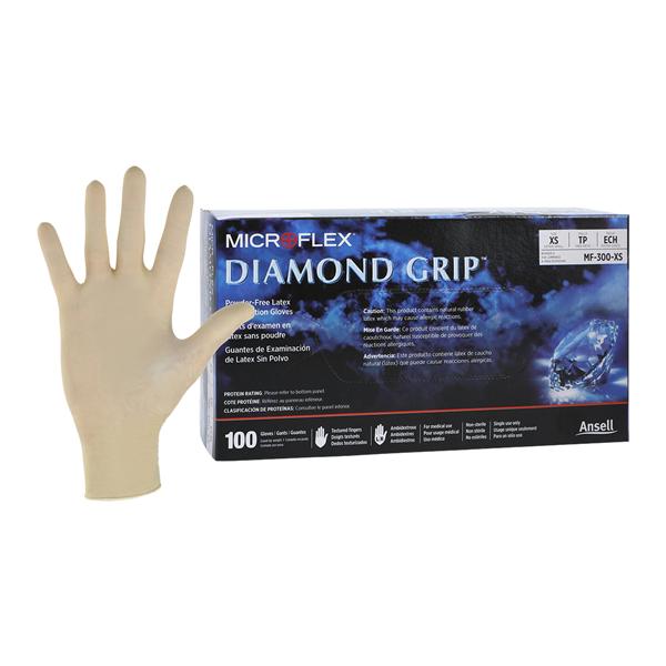 Diamond Grip Exam Gloves X-Small Natural Non-Sterile, 10 BX/CA