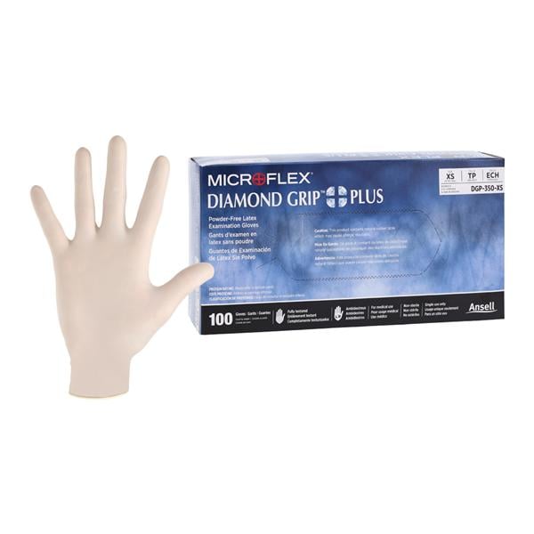 Diamond Grip Plus Exam Gloves X-Small Natural Non-Sterile, 10 BX/CA