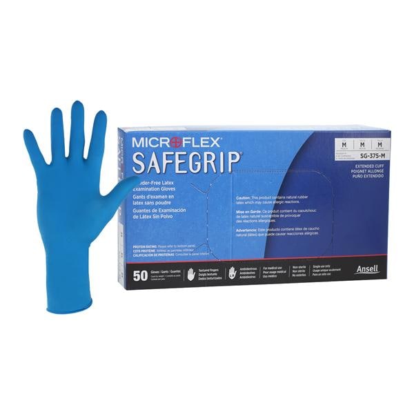 SafeGrip Exam Gloves Medium Extended Blue Non-Sterile, 10 BX/CA