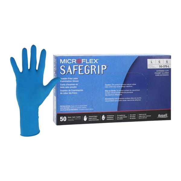 SafeGrip Exam Gloves Large Extended Blue Non-Sterile, 10 BX/CA