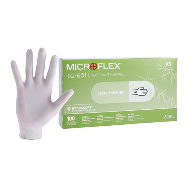 Soft White Nitrile Exam Gloves X-Small White Non-Sterile