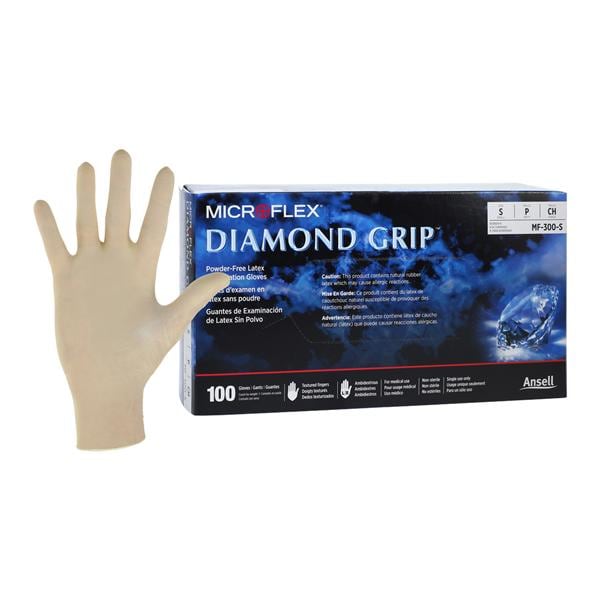 Diamond Grip Exam Gloves Small Natural Non-Sterile, 10 BX/CA