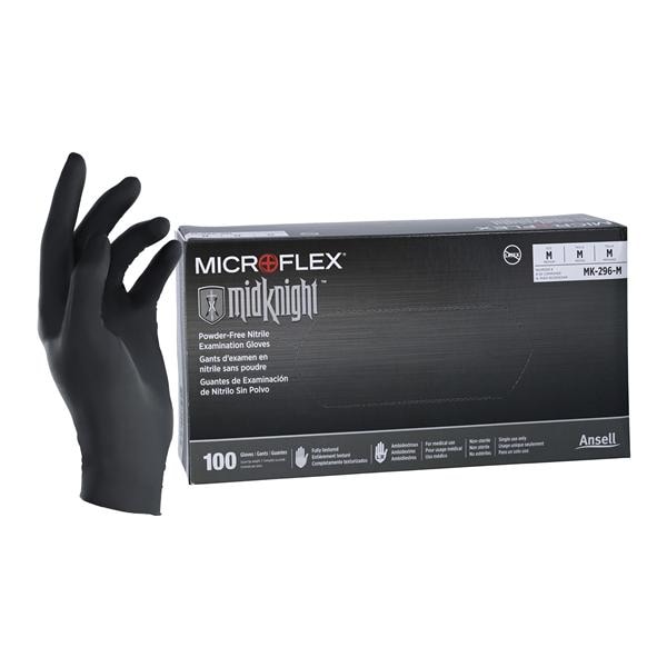MidKnight Nitrile Exam Gloves Medium Black Non-Sterile, 10 BX/CA