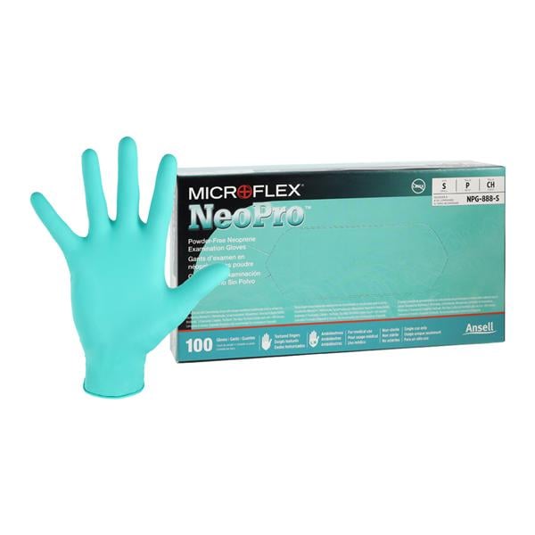 NeoPro Neoprene Exam Gloves Small Green Non-Sterile