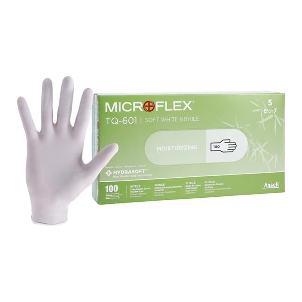 Soft White Nitrile Exam Gloves Small White Non-Sterile, 10 BX/CA