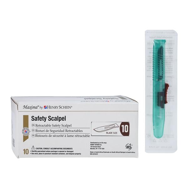 Maxima Scalpel #10 Safety Sterile Disposable 10/Bx