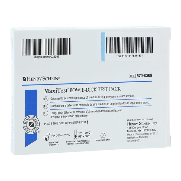 Maxitest Bowie Dick Biological Monitor Test Pack 30/Ca