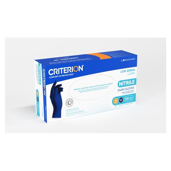 Criterion Low Derma Nitrile Exam Gloves X-Small Standard Slate Blue Non-Sterile