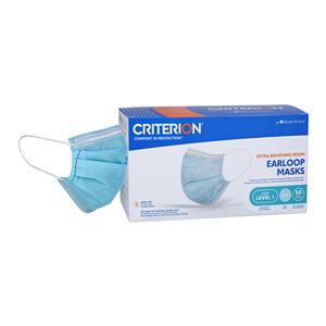 Criterion Earloop Mask ASTM Level 1 Blue Adult 50/Bx, 10 BX/CA