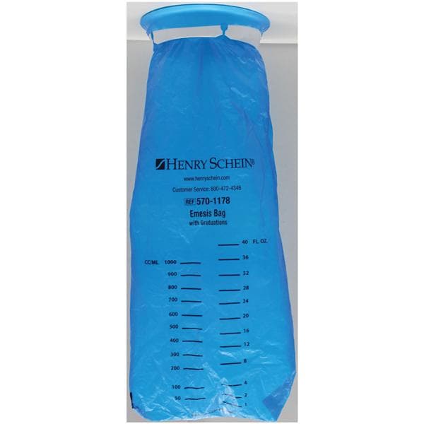 Emesis Bag 8.5x5x5" Translucent Blue Plastic 24/Pk, 6 PK/CA