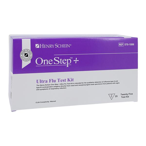Henry Schein OneStep+ Ultra Flu A&B Test Kit CLIA Waived 25/Bx