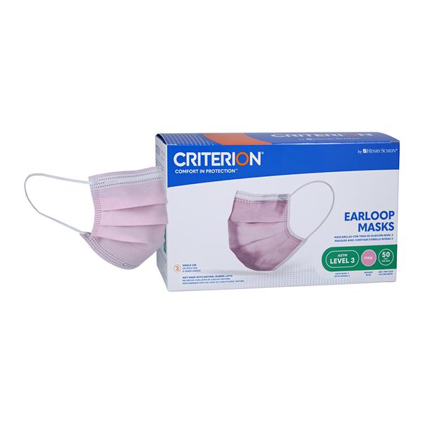 Criterion Earloop Mask ASTM Level 3 Pink 50/Bx, 6 BX/CA