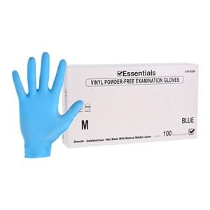 Essentials Vinyl Exam Gloves Medium Blue Non-Sterile