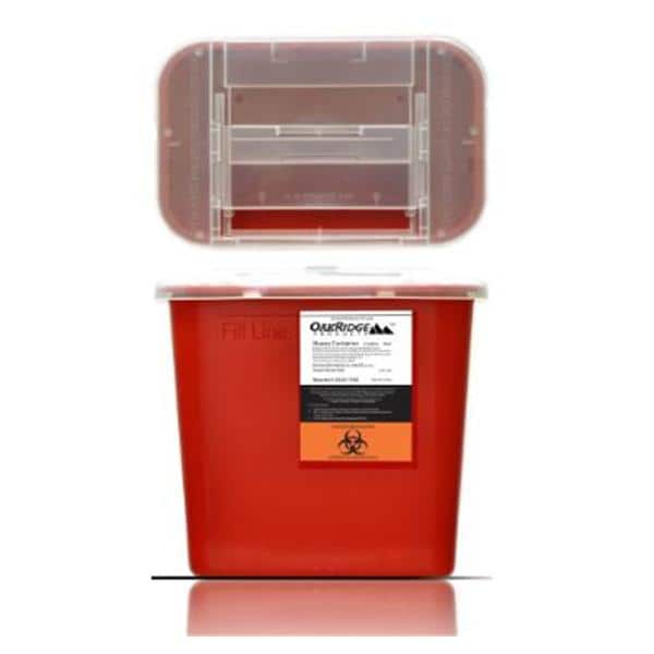 Sharps Container 2gal Red 18.5x14.125x18.5" Side Entry Polypropylene Ea, 20 EA/CA
