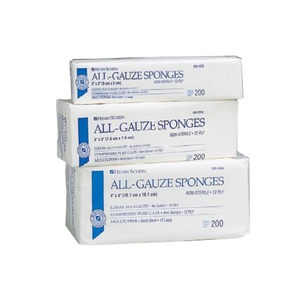 100% Cotton All-Gauze Sponge 3x3" 8 Ply Non-Sterile LF