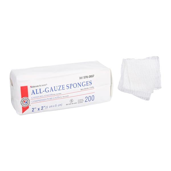 100% Cotton All-Gauze Sponge 2x2" 8 Ply Non-Sterile Square LF