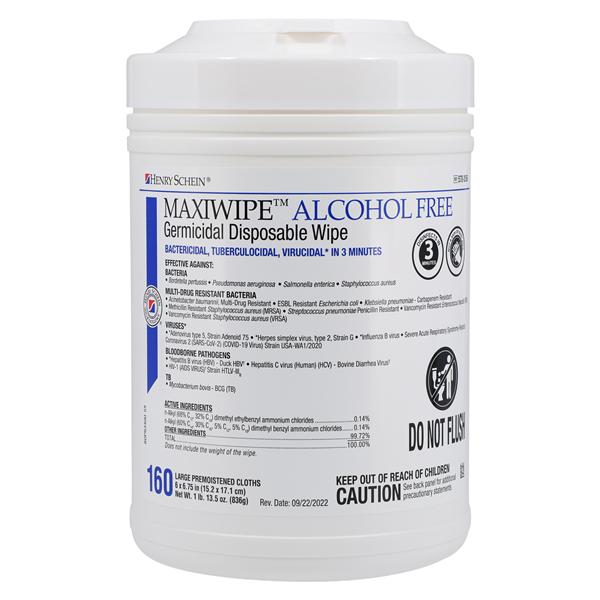 MaxiWipe Alcohol Free Germicidal Disinfectant Wipes 160ct / Canister 160/cn