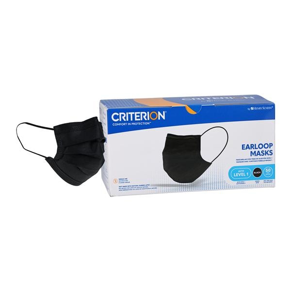 Criterion Earloop Face Mask ASTM Level 1 Black Adult 50/Bx, 20 BX/CA