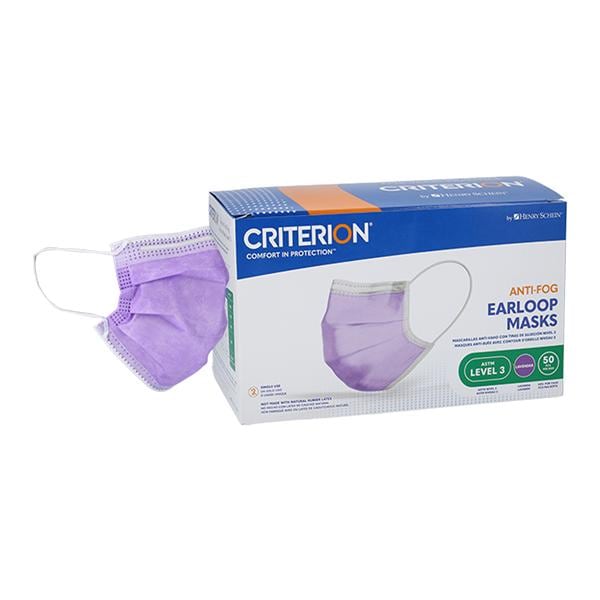 Criterion Earloop Face Mask ASTM Level 3 Anti-Fog Lavender Adult 50/Bx