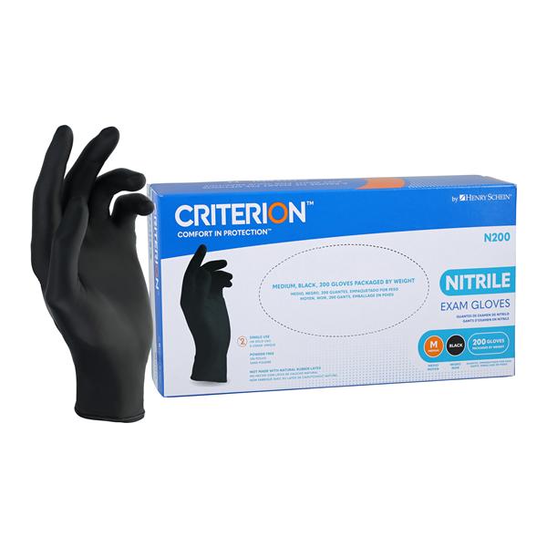 Criterion N200 Nitrile Exam Gloves Medium Black Non-Sterile, 10 BX/CA