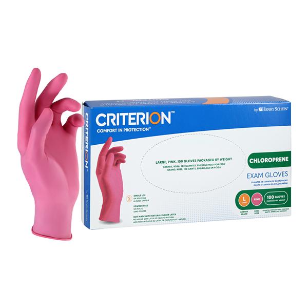 Criterion Polychloroprene Exam Gloves Large Extended Pink Non-Sterile