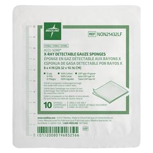 Cotton Gauze Sponge 8x4" 12 Ply Sterile X-Ray Detectable LF