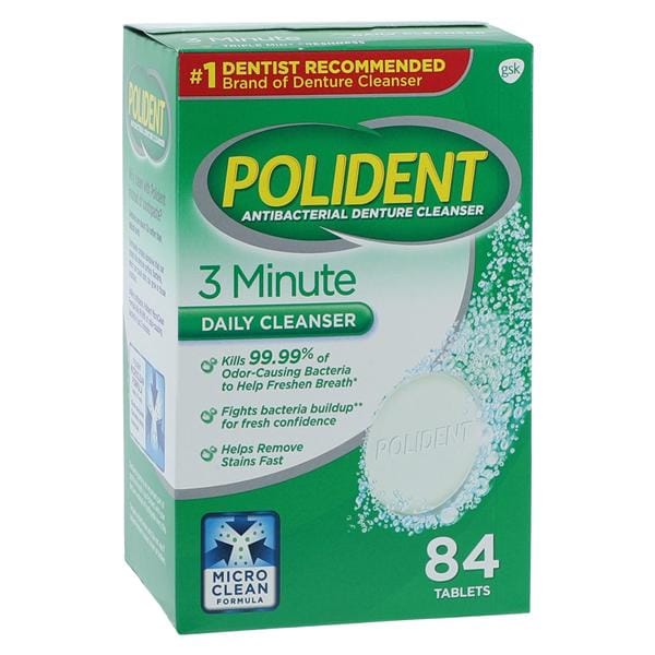 Polident Denture Cleanser 3-Minute Triple Mint Fresh Tablets 84/Bx