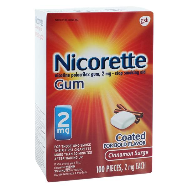 Nicorette Smoking Cessation Gum 2mg Cinnamon 100/Pk, 12 PK/CA