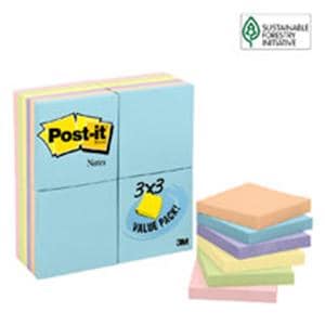 Notes Pastel Collection 3 in x 3 in 100 Sheets/Pad 24/Pack 24/Pk