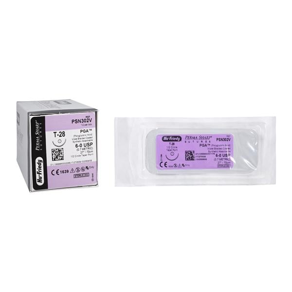 Perma Sharp Suture 6-0 27" Polyglycolic Acid Braid T-28 Violet 12/Pk