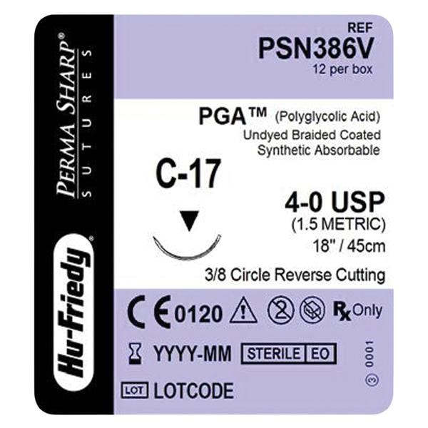 Perma Sharp Suture 4-0 18" Polyglycolic Acid Braid C-17 Undyed 12/Bx